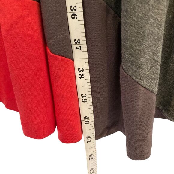 BODEN Napoli Elastic Waist Gray Red Scoop Neck Pleated Flare Dress Size 10L - Picture 9 of 13